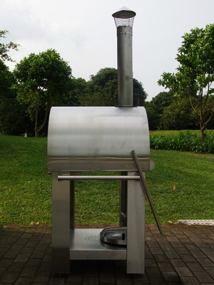 pizza ateada fogo 720mm de aço inoxidável Oven With Trolley de 830mm