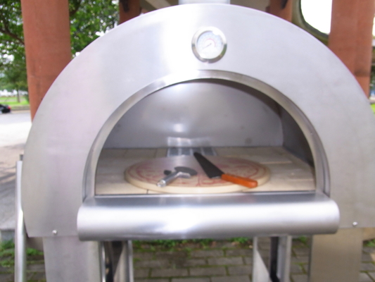 pizza ateada fogo 720mm de aço inoxidável Oven With Trolley de 830mm